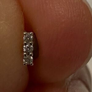 14k Tiny Diamond Bar Flat Back Stud Yellow Gold